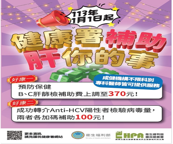 國民健康署補助B、C型肝炎篩檢費用（圖 / 翻攝自衛福部官網）